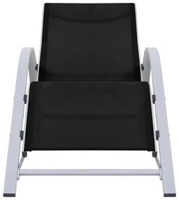 Lettini prendisole con tavolino 2 pz in alluminio nero