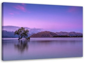 Quadro su tela, Paesaggio albero viola