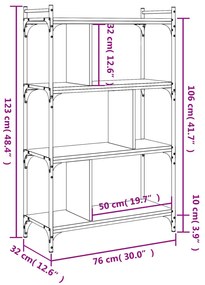 Libreria Rovere Fumo 4 Ripiani 76x32x123 cm Legno Multistrato