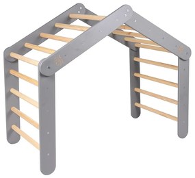 Pikler triangolo montessori grigio in pino massiccio 61x112x94 cm Montessori – Meowbaby