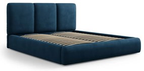 Letto matrimoniale imbottito blu scuro con contenitore con griglia 200x200 cm Brody - Mazzini Beds