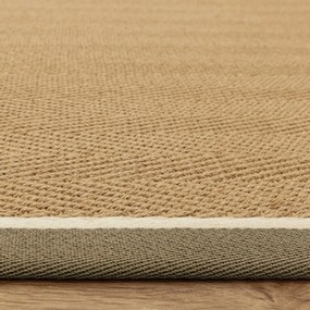 Tappeto in juta reversibile e tessuto a mano colore cachi e naturale 240x340 cm Bordo Herringbone Khaki - Asiatic Carpets