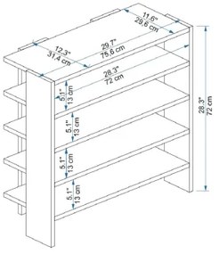 Mobile per scarpe SARGEL 72x75,6 cm antracite