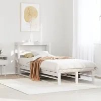 Giroletto con Testiera Bianco 90x190 cm Legno Massello di Pino 3306514