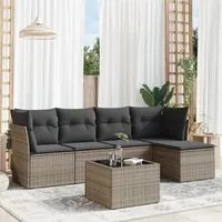 Set Divano da Giardino 6 pz con Cuscini Grigio in Polyrattan 3217570