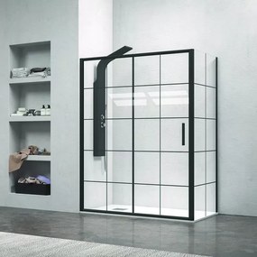 Cabina doccia colore nero 130x80 vetro con riquadri neri NICO-D3000S - KAMALU