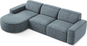 Divano angolare blu polveroso (con penisola a sinistra/con chaise lounge) con rivestimento in ciniglia Omao – Makamii