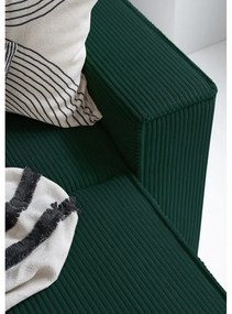 Divano letto angolare in velluto a coste verde scuro Brave Dave - Miuform