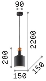 Sospensione Industrial-Minimal Triade-3 Metallo Grigio 1 Luce E27