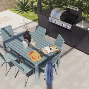 Set tavolo e sedie Idaho NATERIAL in alluminio blu per 8 persone