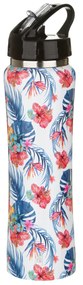 Bottiglia termica 500 ml con cannuccia fiori tropicali in acciaio