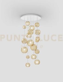 Oto sospensione r55 ambra rigadin bianco opaco 9 luci attacco g9