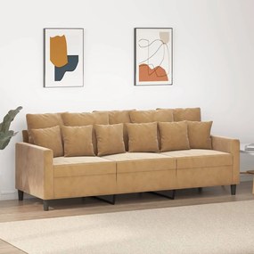Divano A 3 Posti Marrone 180 Cm İn Velluto /