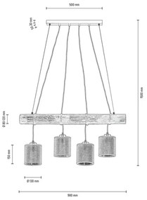 Spot-Light 68859456 - Lampadario a sospensione su cavo NEGRO 4xE27/25W/230V in pino