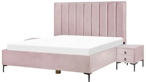 Set camera da letto velluto rosa 180 x 200 cm SEZANNE Beliani
