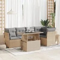 Set Divano da Giardino 6 pz con Cuscini Beige in Polyrattan 3326160