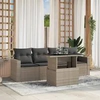 Set Divano da Giardino 5pz con Cuscini Grigio Chiaro Polyrattan 3267102