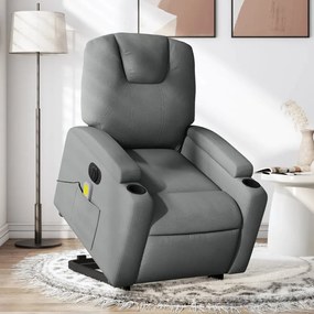 Poltrona Alzapersona Massaggi Elettrica Grigio Scuro Tessuto /