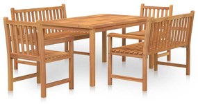 Set da pranzo per giardino 5 pz in legno massello di teak