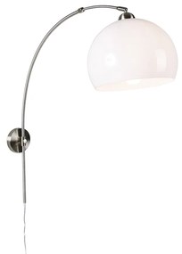 Retro lampada da parete ad arco in acciaio con paralume bianco orientabile
