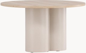 Tavolino rotondo da salotto con piano effetto legno Olivia