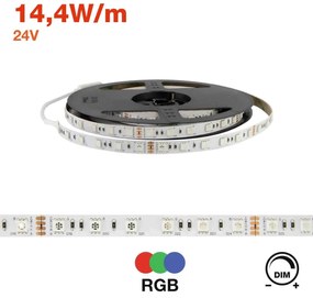 Striscia LED Professional 5050/60 - RGB - IP20 - 144W/m - 5m - 24V Colore RGB