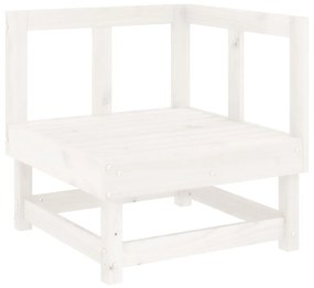 Set salotto da giardino 4 pz bianco in legno massello di pino