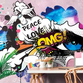 Carta da parati – Occhio graffiti blu