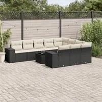 Set Divani da Giardino 11 pz con Cuscini in Polyrattan Nero 3223095