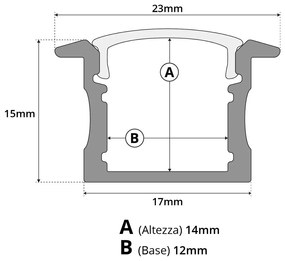 Profilo Alto da incasso 1m e 2m per striscia LED Alluminio Quadrato Variante Lunghezza Profilo 2 metro
