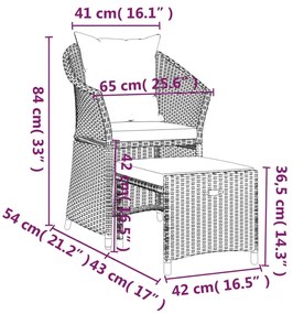 Set Divani da Giardino 2 pz con Cuscini in Polyrattan Marrone