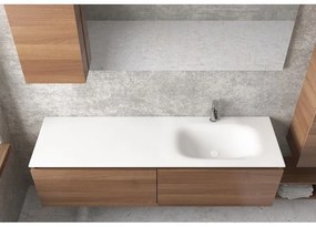 Kamalu - specchio bagno 155cm pensile contenitore a sinistra | sp-155s