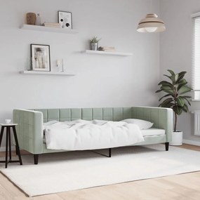 Letto Da Giorno Grigio Chiaro 90x200 Cm İn Velluto /