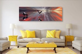 Quadro su tela – Cicogne su sfondo astratto