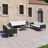 Set Divani da Giardino 5 pz con Cuscini in Polyrattan Nero cod mxl 37951