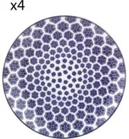 Set 4 piatti frutta geometria fiori blu porcellana Hanami