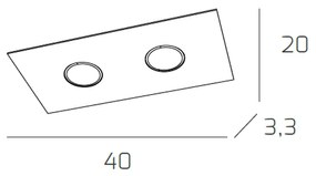 Plafoniera Moderna Rettangolare Area Metallo Sabbia Metallo 2 Luci Gx53