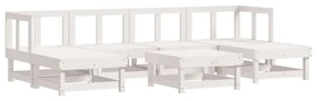 Set salotto da giardino 7 pz bianco in legno massello di pino