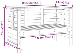 Set Salotto da Giardino 3 pz Nero in Legno Massello di Pino