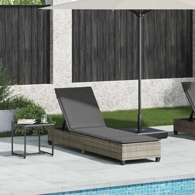 Lettino Prendisole Con Cuscini Grigio 55x200x25,5cm Polyrattan /