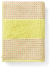 Asciugamano tipo terry giallo e rosa in cotone organico 70x140 cm Check – JUNA