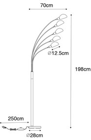 Lampada da terra di design bronzo scuro con oro 5 luci - Sixties Marmo