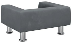 Divano per bambini grigio scuro 50x40x26,5 cm in velluto