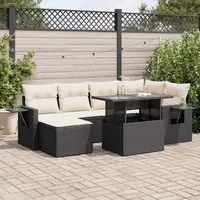 Set Divani da Giardino con Cuscini 7pz Nero Polyrattan 3326507