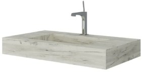 Lavabo Sospeso Con Vasca Centrale 80x46 Cm Savini Due "Idea" Rovere Ghiaccio