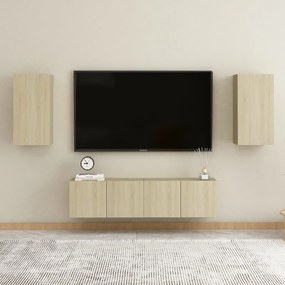 Set Di Mobili Porta Tv 4 Pz Rovere Sonoma İn Legno Multistrato /