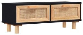 Tavolino nero 80x40x30 cm legno multistrato e massello di pino