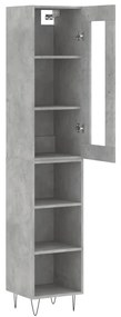 Credenza grigio cemento 34,5x34x180 cm in legno multistrato