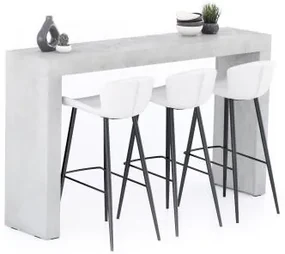 Tavolo Alto Evolution 180x40, Grigio Cemento con Due Gambe