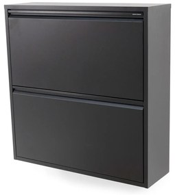 Scarpiera nera in metallo con ante ribaltabili 75x77,5x22,5 cm Billy – Spinder Design